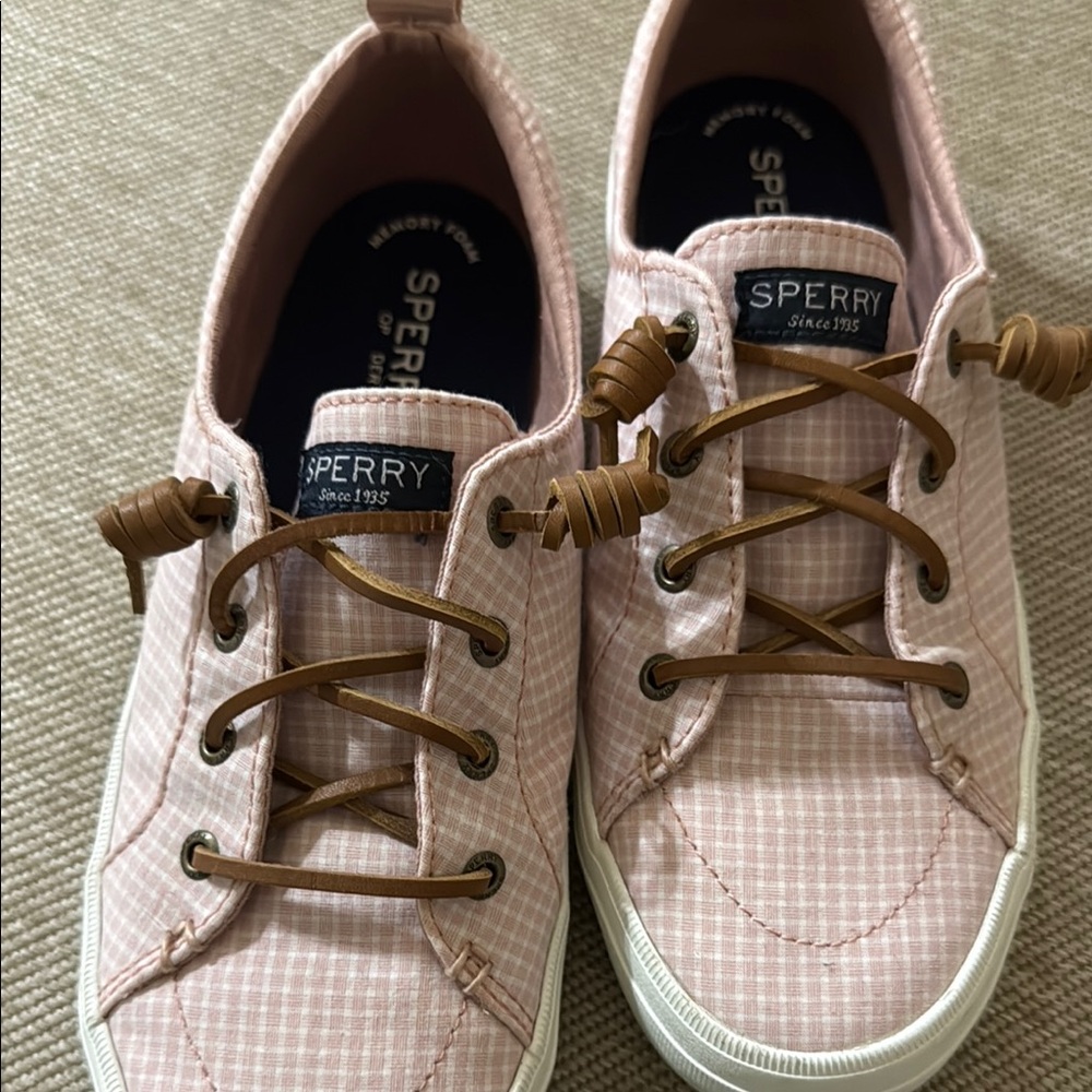 Sperry Pink Checkered Sneakers
